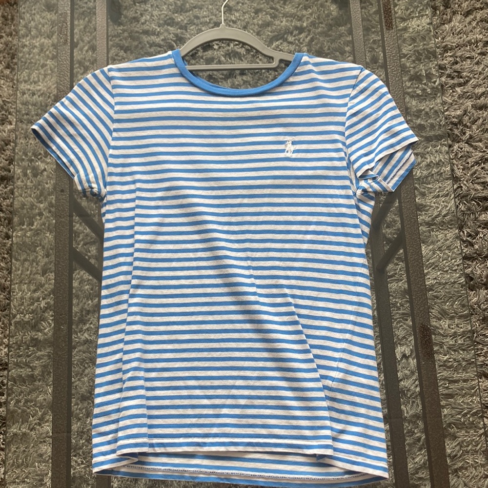 Polo blue and white striped shirt